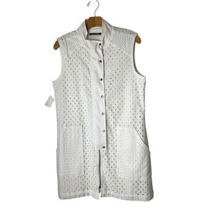 Michael‎ Stars Dress Women Medium White Eyelet Sleeveless Shirt Dress Vest NWT